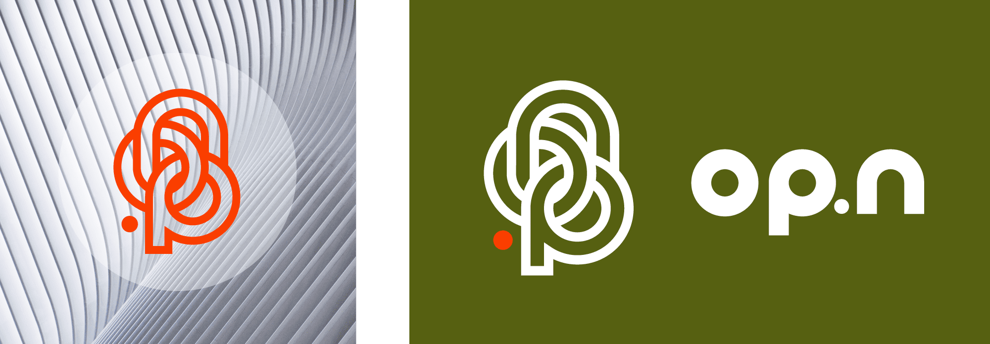 Présentation de deux déclinaison de couleurs pour le logo de l'entreprise OP.n, réalisé par l'agence de communication ÈS.B Studio.